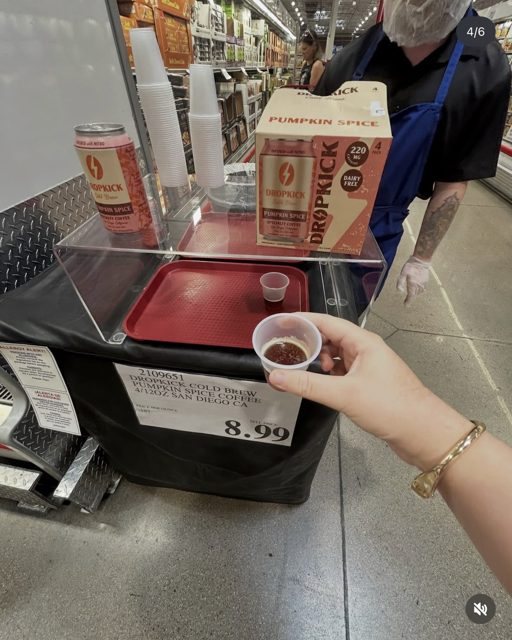 Sampling Pumpkin Spice at a Costco in-store demo